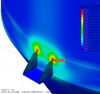 두께 조정에 따른 최대 응력과 Compression Ring의 위치 조정에 따른 최대 응력 변화