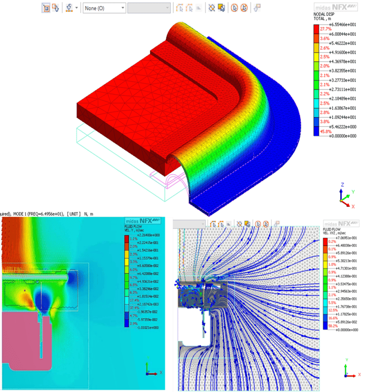 Deformation and air flow while the speaker are activating.